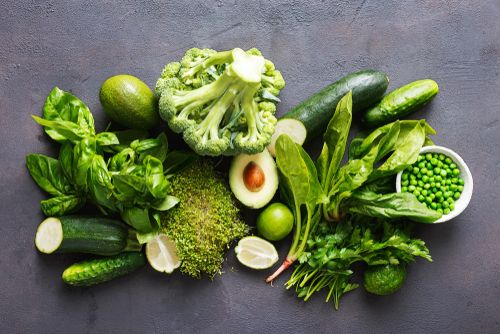 A bulk of green, leafy vegetables.