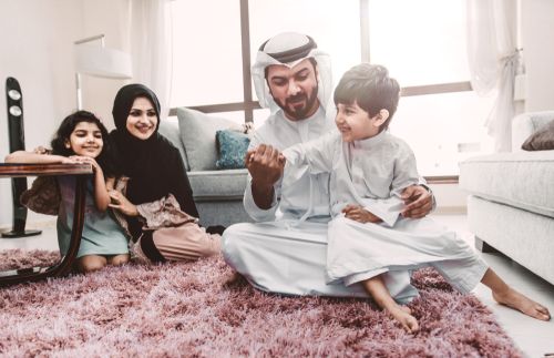 Happy Arabic family spending some family time.