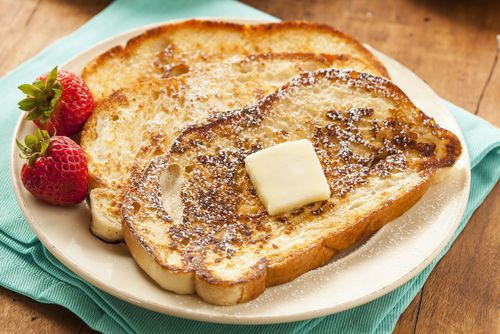 Homemade cinnamon french toast with butter.